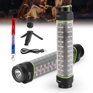 2-in-1 Survival Camping Lantern and Flashlight with 6 Modes, Outdoor LED Torches, Rechargeable, IP68 Waterproof, Portable Emergency Light for Power Outage, Hurricane, Hiking (Black)
