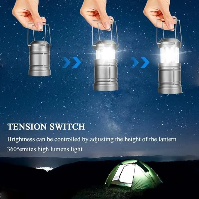 2 Pack LED Camping Lantern Flashlight Portable Ultra Bright COB Tent Light Collapsible Lanterns for Camping Hiking Hurricanes Power Outage