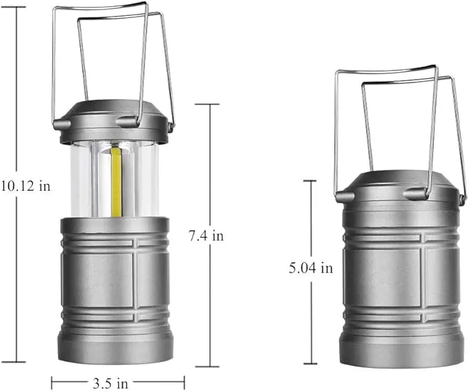 2 Pack LED Camping Lantern Flashlight Portable Ultra Bright COB Tent Light Collapsible Lanterns for Camping Hiking Hurricanes Power Outage