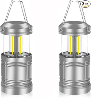 2 Pack LED Camping Lantern Flashlight Portable Ultra Bright COB Tent Light Collapsible Lanterns for Camping Hiking Hurricanes Power Outage