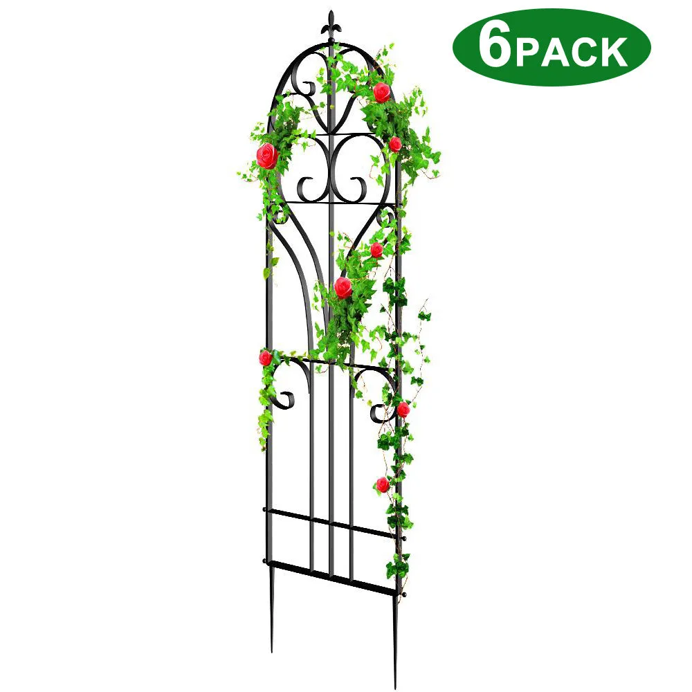 Amagabeli 6 Pack Large Garden Trellis 71” x 19” Rustproof Black Iron Plants Trellis Model No. ET039