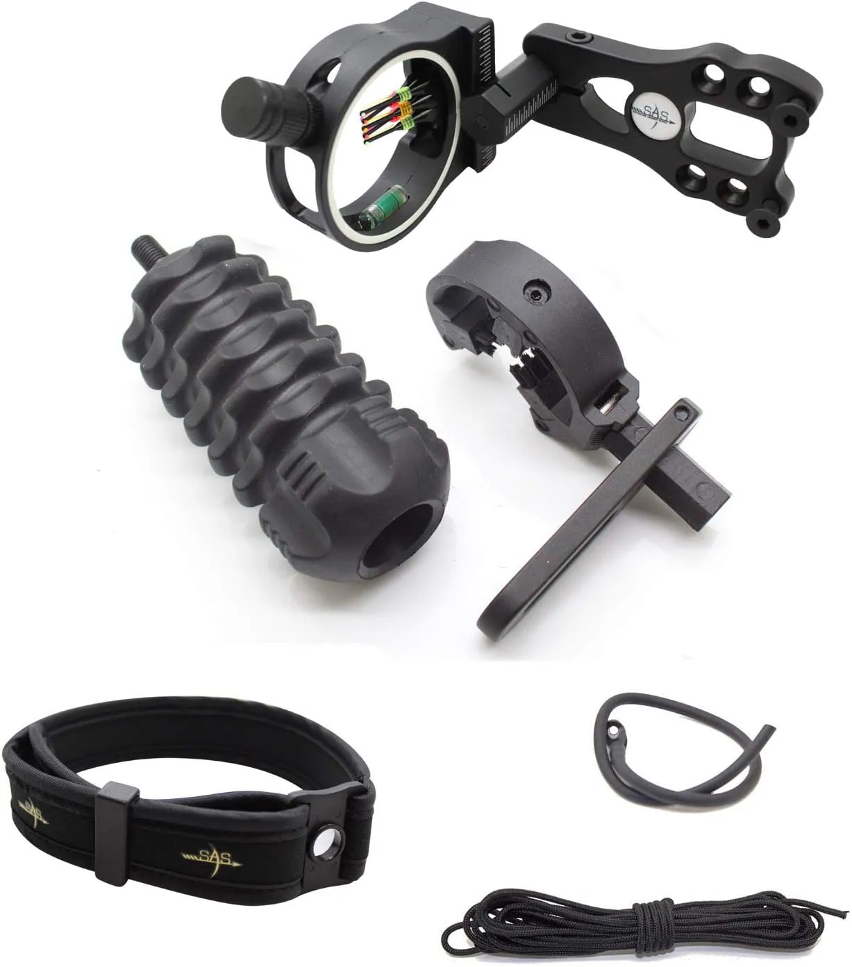 Archery Essential Accessory Upgrade Combo 5-pin Bow Sight, Arrow Rest, Stabilizer, Braided Bow Sling, Peep Sight