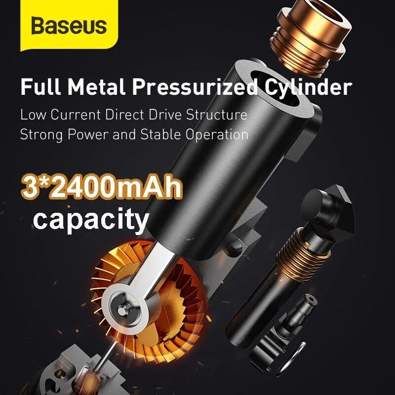 Baseus Car Air Compressor Inflator Pump w LED Lamp For Car Motorcycle