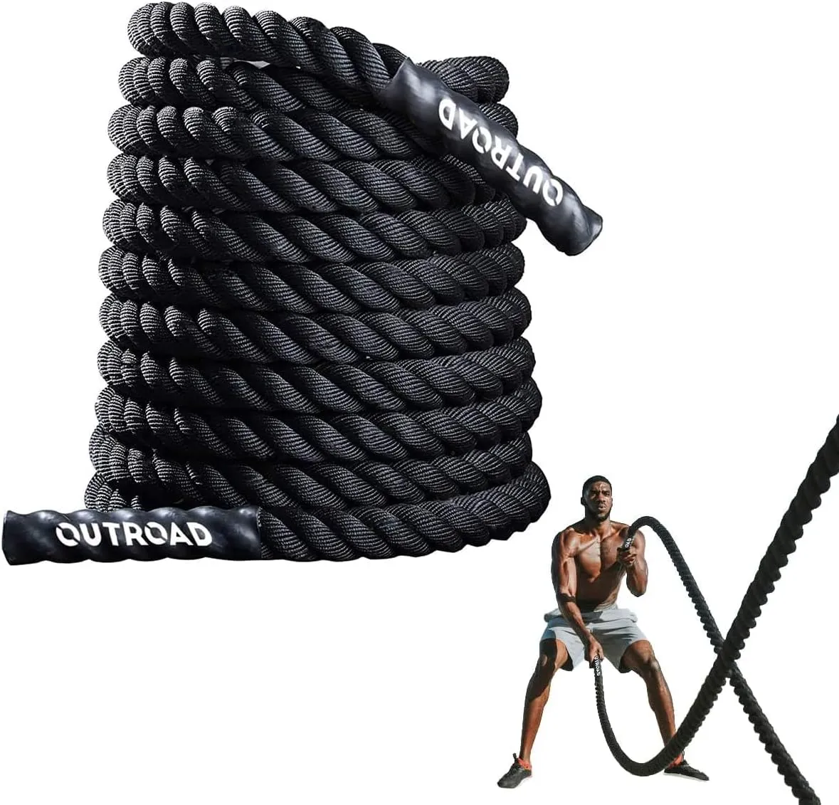 Battle Ropes 1.5 inch 30 ft - Polyester Workout Rope Heavy for Home Body Workouts