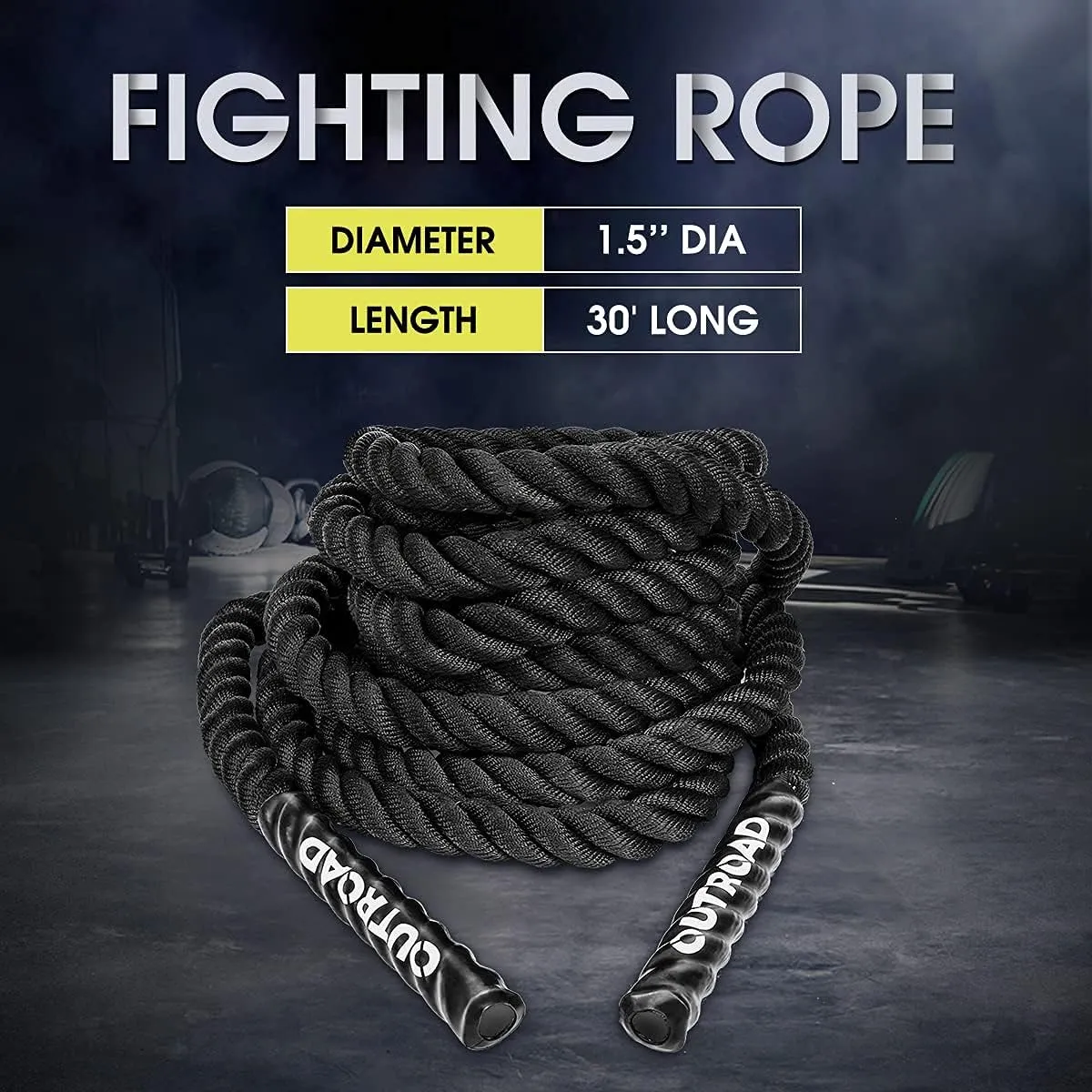 Battle Ropes 1.5 inch 30 ft - Polyester Workout Rope Heavy for Home Body Workouts