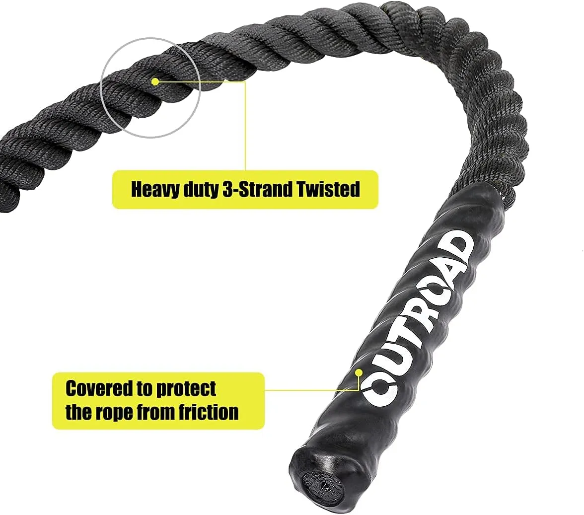 Battle Ropes 1.5 inch 30 ft - Polyester Workout Rope Heavy for Home Body Workouts
