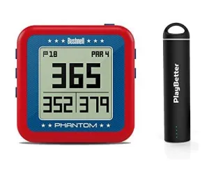 Bushnell Phantom (USA - Red/White/Blue) Power Bundle with PlayBetter Portable USB Charger (2200mAh) | Handheld Golf GPS, Built-in Golf Cart Magnet, 35,000  Pre-Loaded Courses, Compact & Lightweight