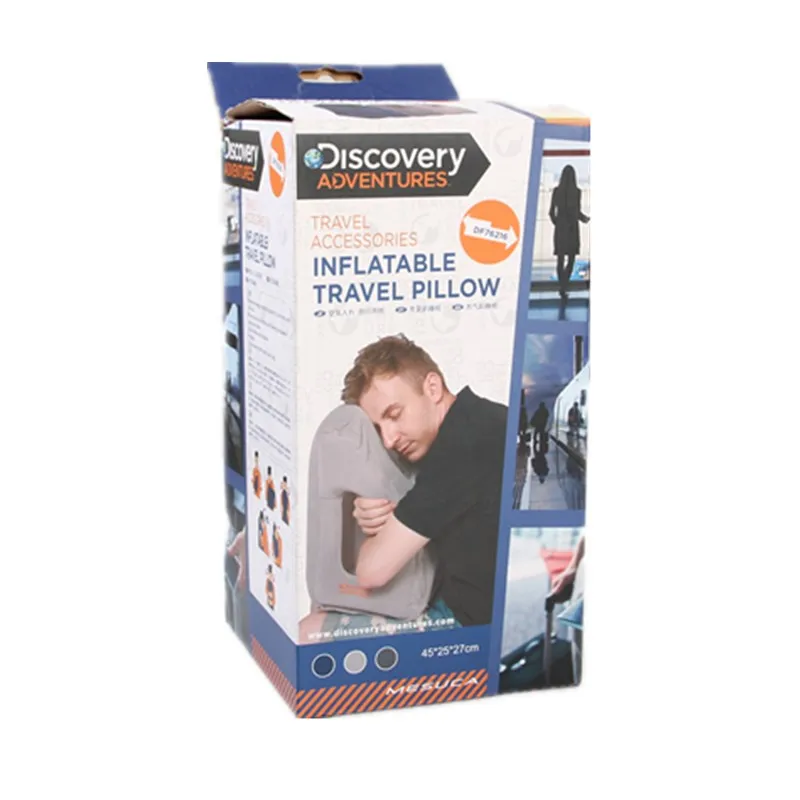 DISCOVERY ADVENTURES INFLATABLE TRAVEL PILLOW,MULTI FUNCTIONAL TRAVEL NECK PILLOW FOR AIRPLANE TO AVOID NECK AND SHOULDER PAIN,SUPPORT HEAD,NECK,USED FOR SLEEPING REST, AIRPLANE AND HOME USE
