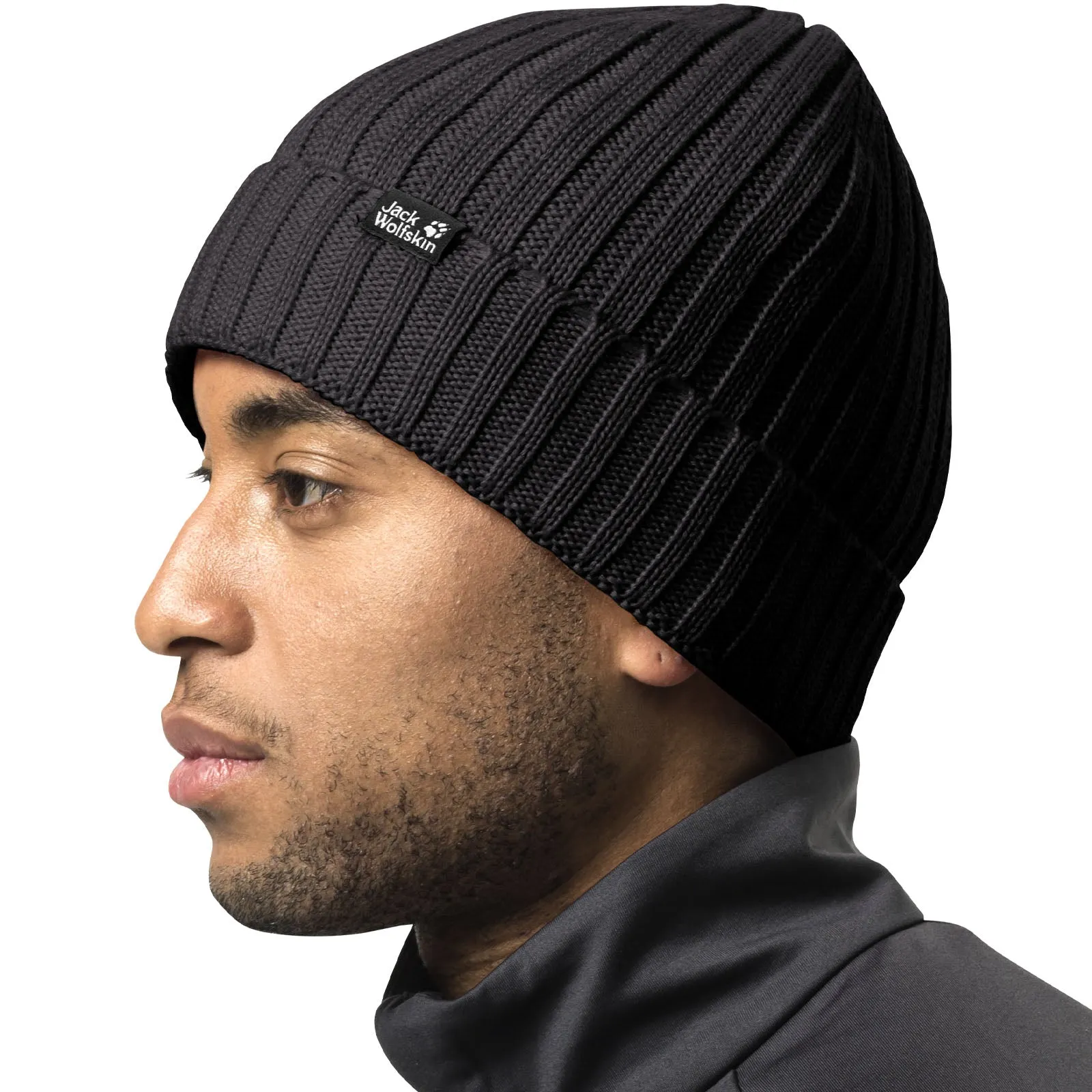 Jack Wolfskin Unisex Stormlock Windproof Fleece Lined Beanie Hat - Black