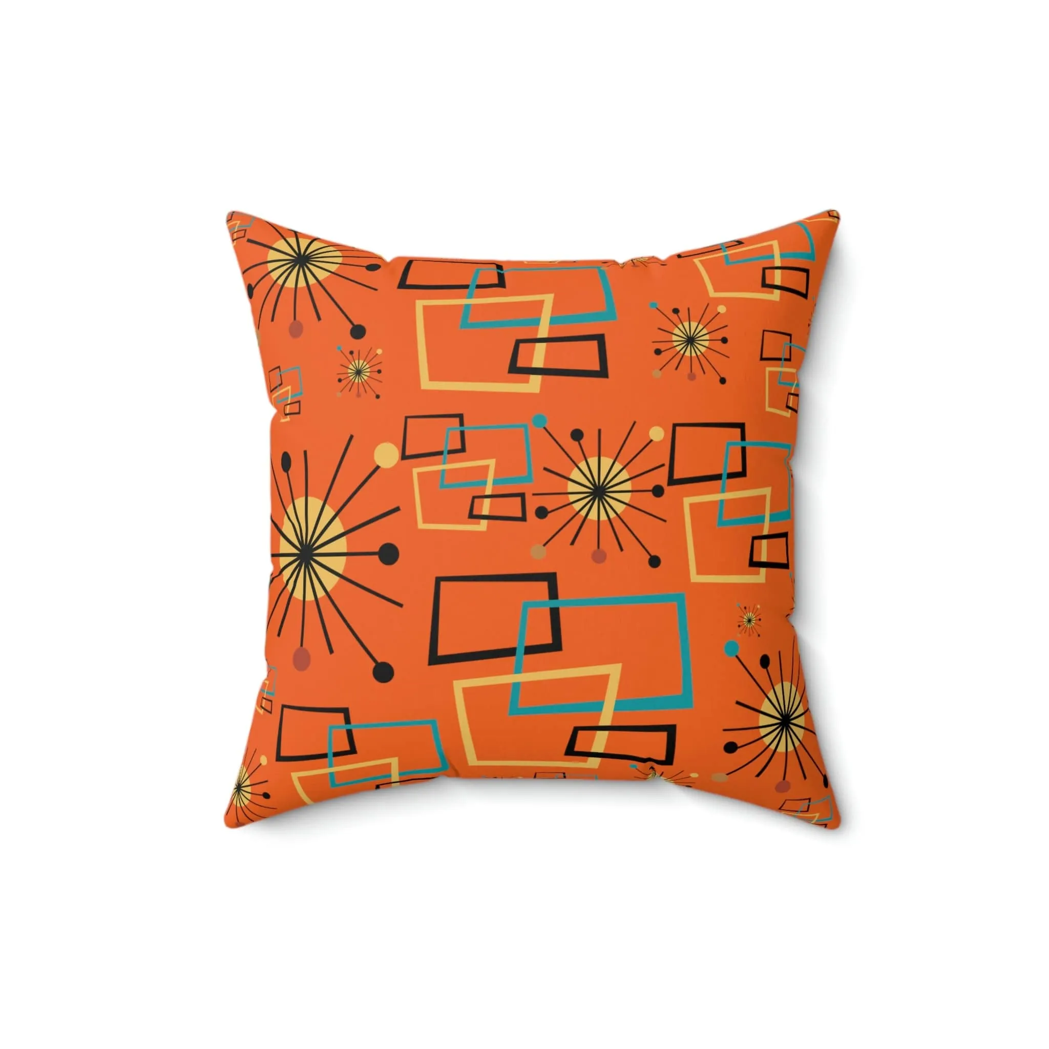 Mid Century Modern Atomic Starburst, Orange, Geometric, Retro Pillow Case And Insert