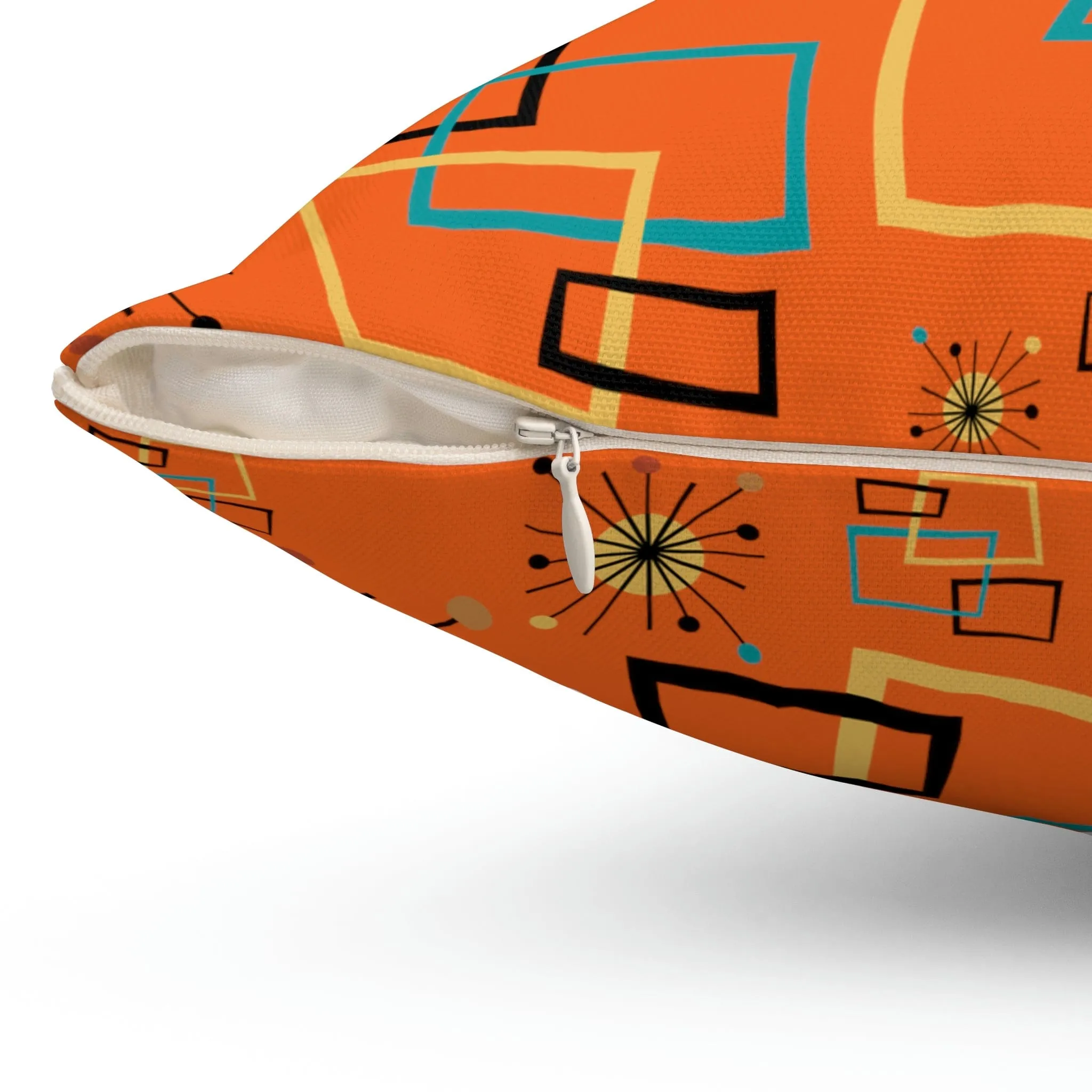 Mid Century Modern Atomic Starburst, Orange, Geometric, Retro Pillow Case And Insert