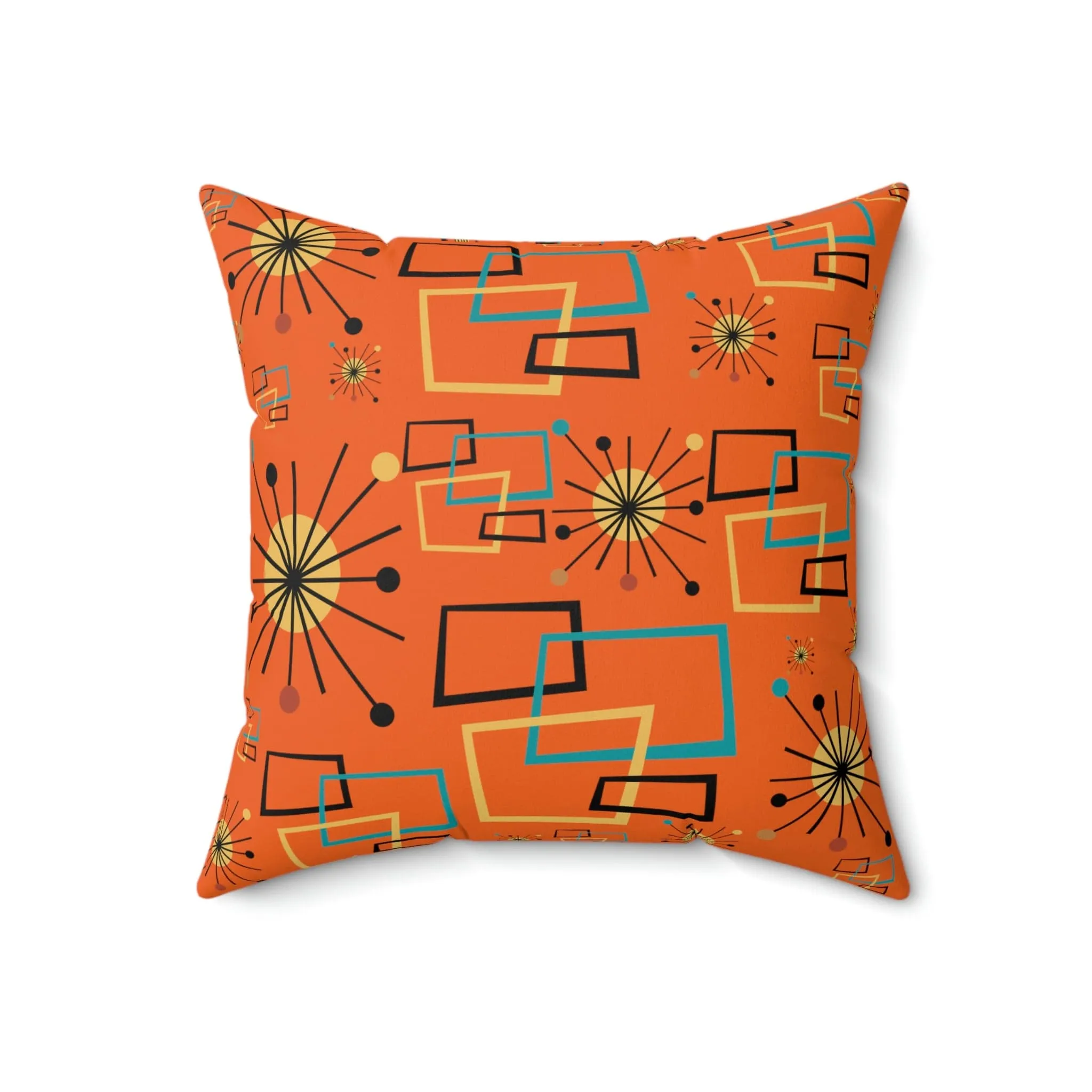 Mid Century Modern Atomic Starburst, Orange, Geometric, Retro Pillow Case And Insert