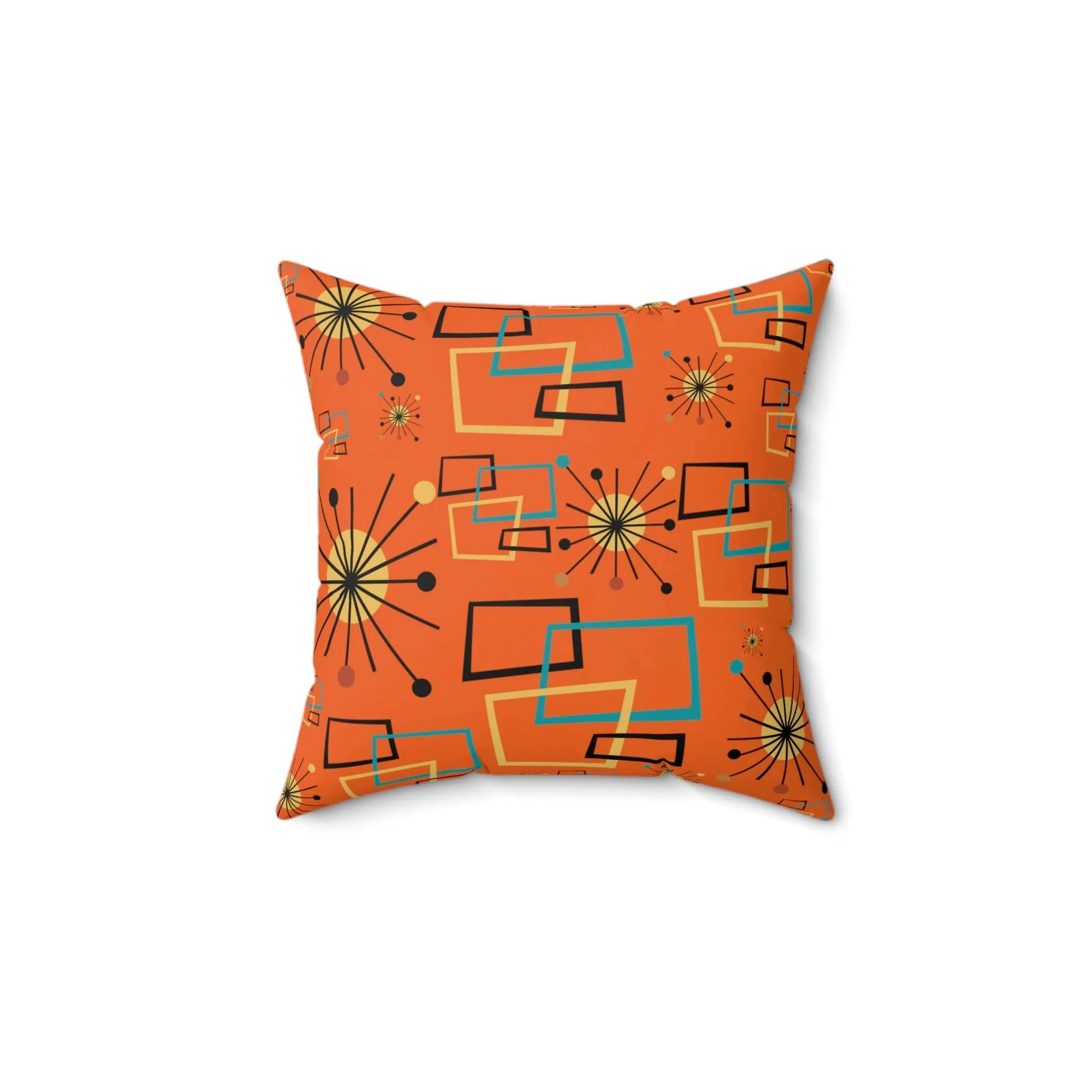 Mid Century Modern Atomic Starburst, Orange, Geometric, Retro Pillow Case And Insert