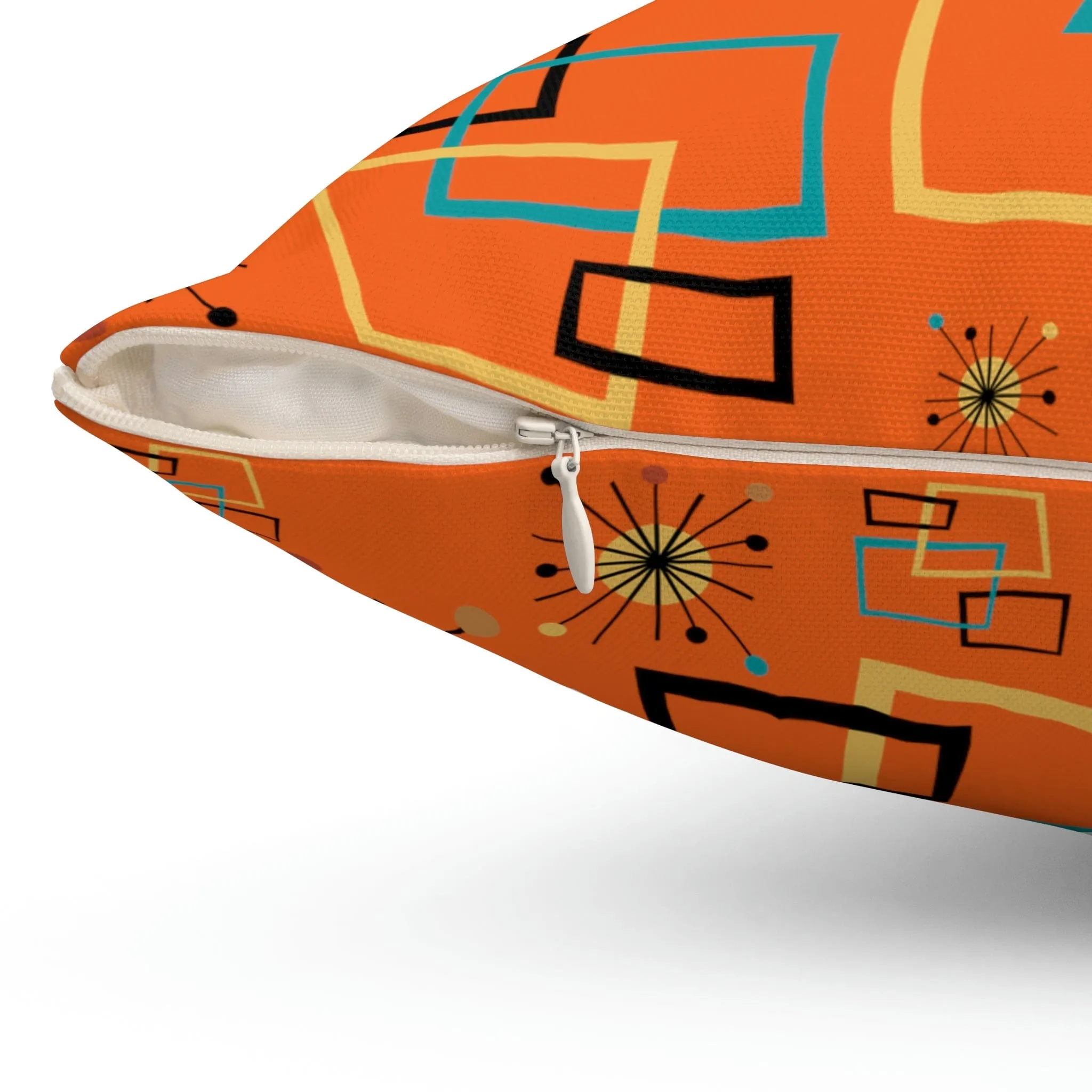 Mid Century Modern Atomic Starburst, Orange, Geometric, Retro Pillow Case And Insert