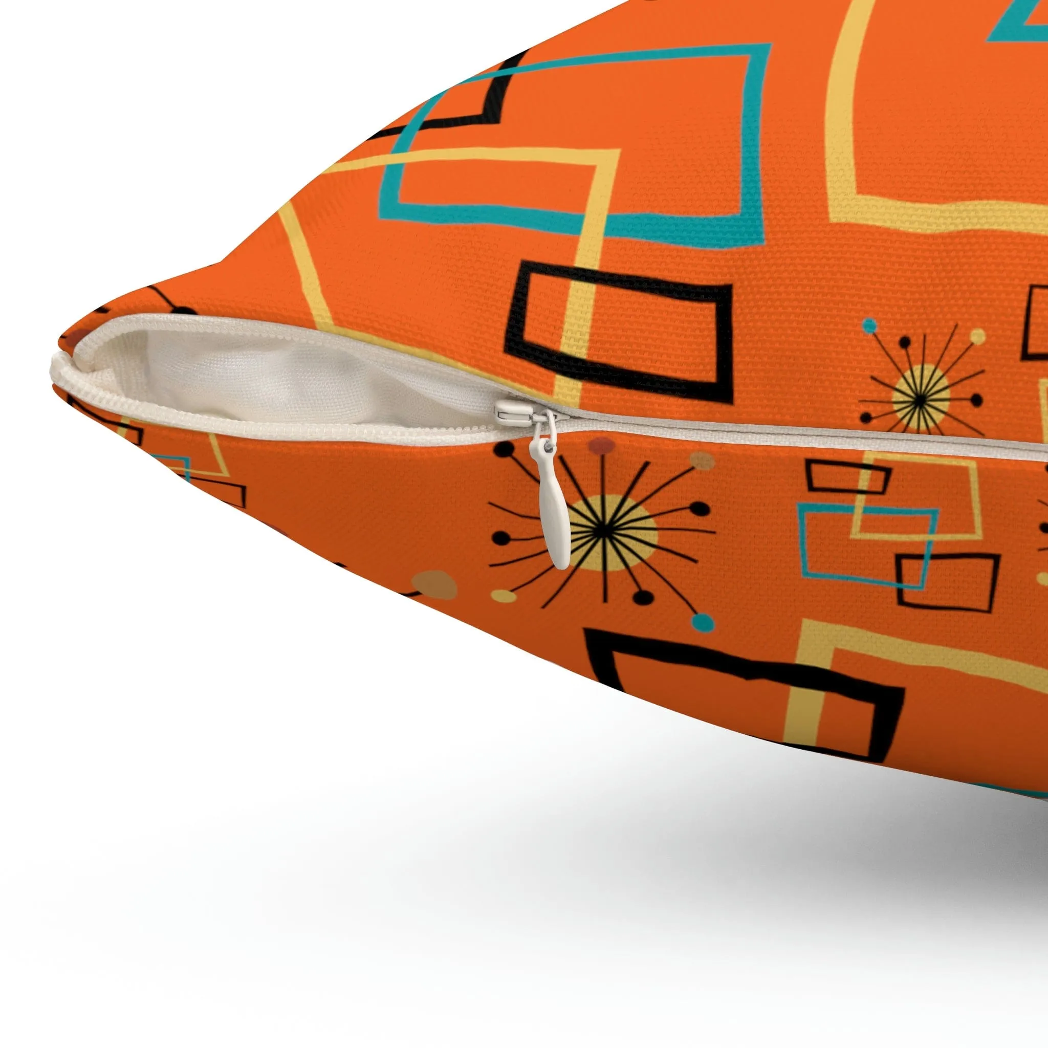 Mid Century Modern Atomic Starburst, Orange, Geometric, Retro Pillow Case And Insert