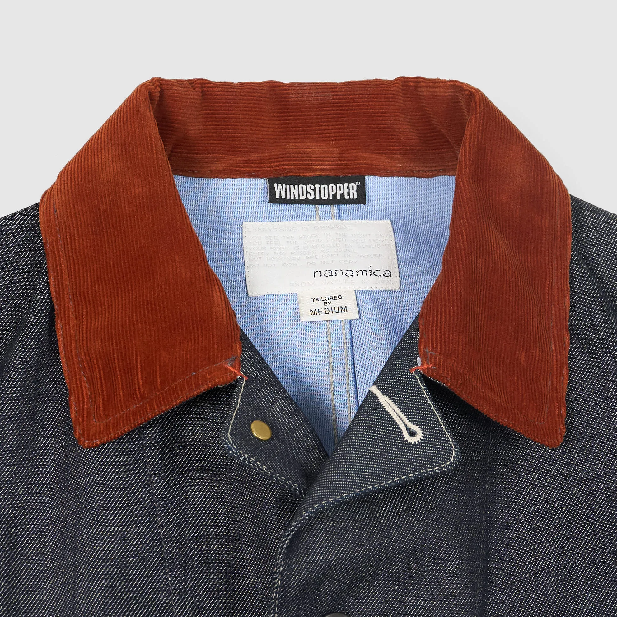 Nanamica Gore-Tex® Wind Stopper® Denim Jacket with Corduroy Elements