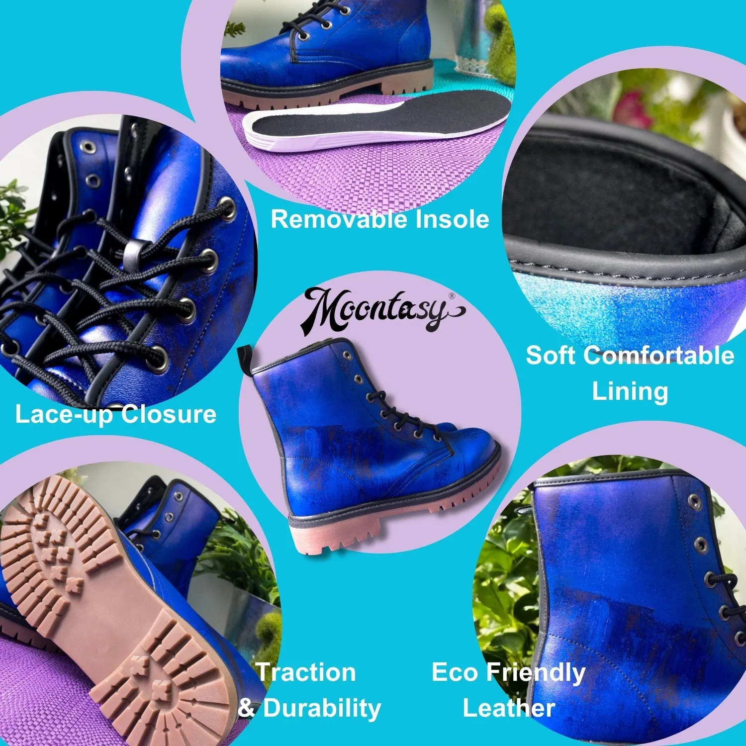 Pink Leopard Pattern Combat Boots (For Women| Men)