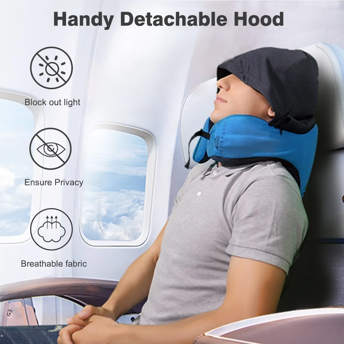 Premium Travel Neck Airplane Pillow with Hood