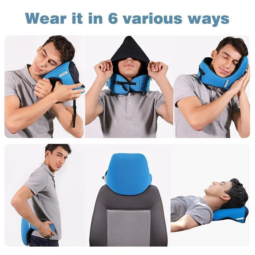 Premium Travel Neck Airplane Pillow with Hood