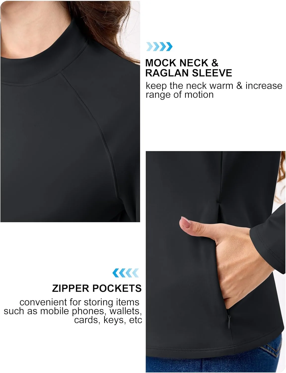 TACVASEN Women's Thermal Shirts Mock Turtleneck Fleece Lined Long Sleeve Underwear Water Resistant Athletic Base Layer