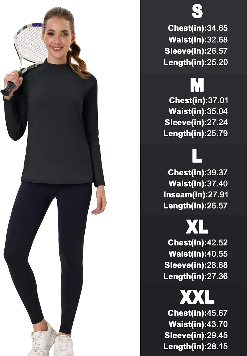 TACVASEN Women's Thermal Shirts Mock Turtleneck Fleece Lined Long Sleeve Underwear Water Resistant Athletic Base Layer