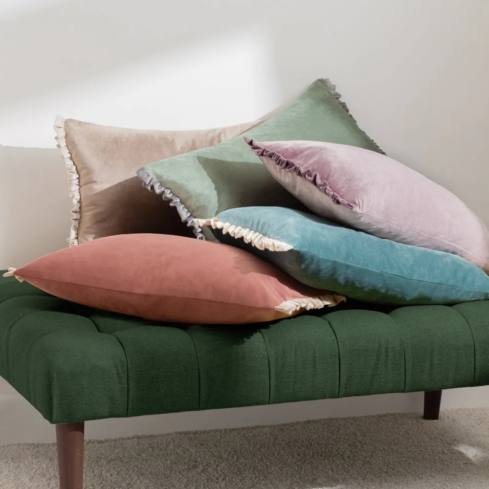Tilly Velvet Reversible Cushion Duck Egg/Pumice