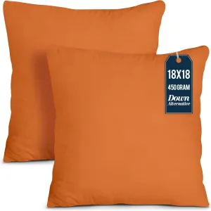 Utopia Bedding Throw Pillows Insert (Pack of 2, Orange) - 18 x 18 Inches Bed and Couch Pillows - Indoor Decorative Pillow