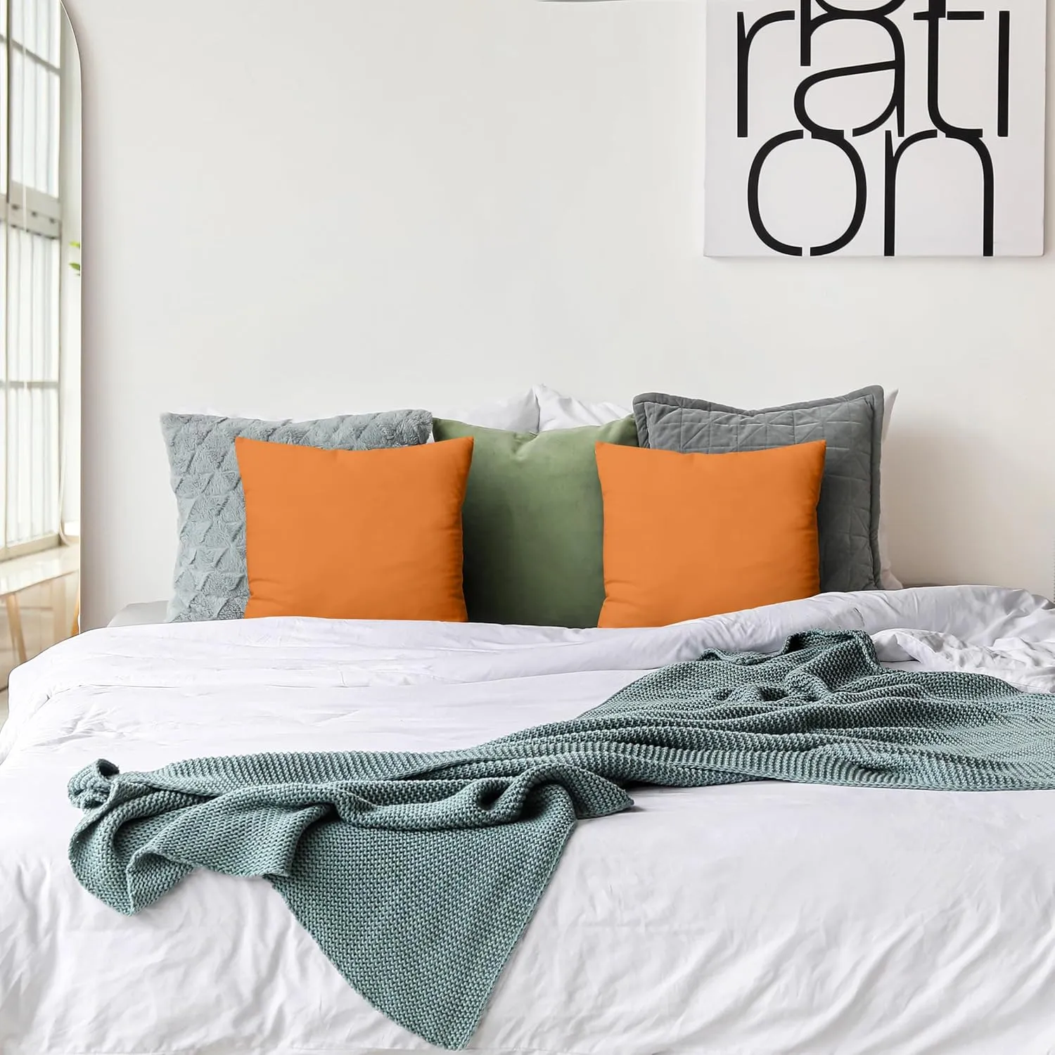 Utopia Bedding Throw Pillows Insert (Pack of 2, Orange) - 18 x 18 Inches Bed and Couch Pillows - Indoor Decorative Pillow