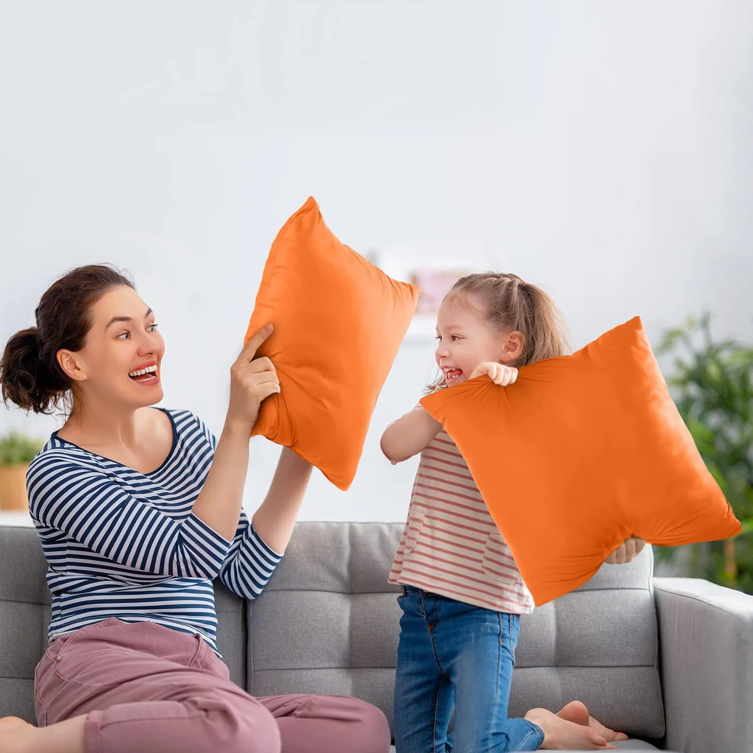Utopia Bedding Throw Pillows Insert (Pack of 2, Orange) - 18 x 18 Inches Bed and Couch Pillows - Indoor Decorative Pillow