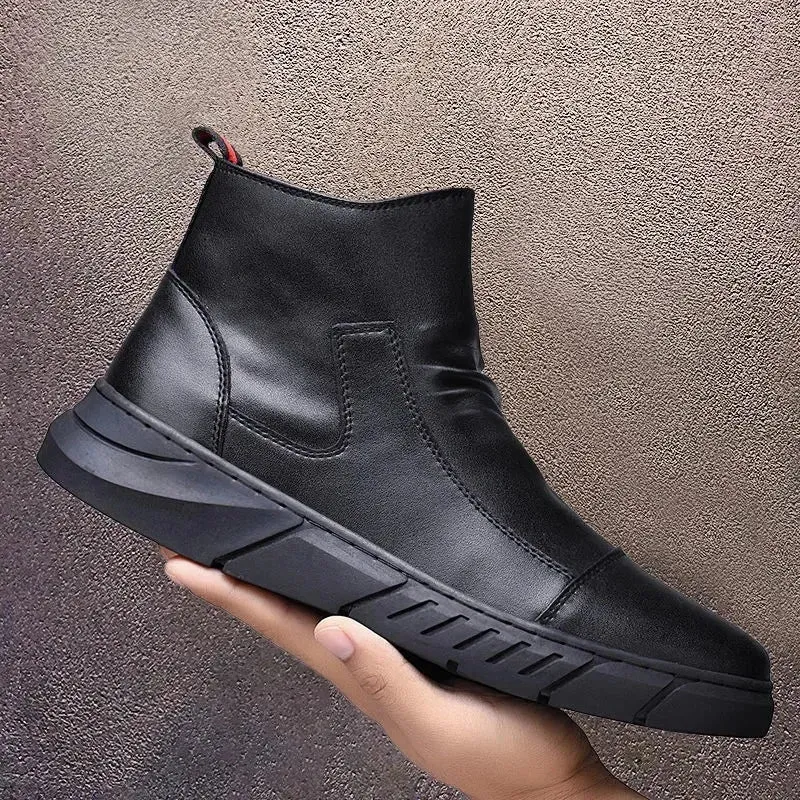 Zipper Non Slip Leather Boots